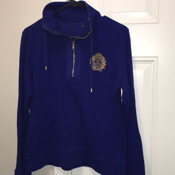 Royal Blue Ralph Lauren Crested t neck sweatshirt - Picture 1 of 5